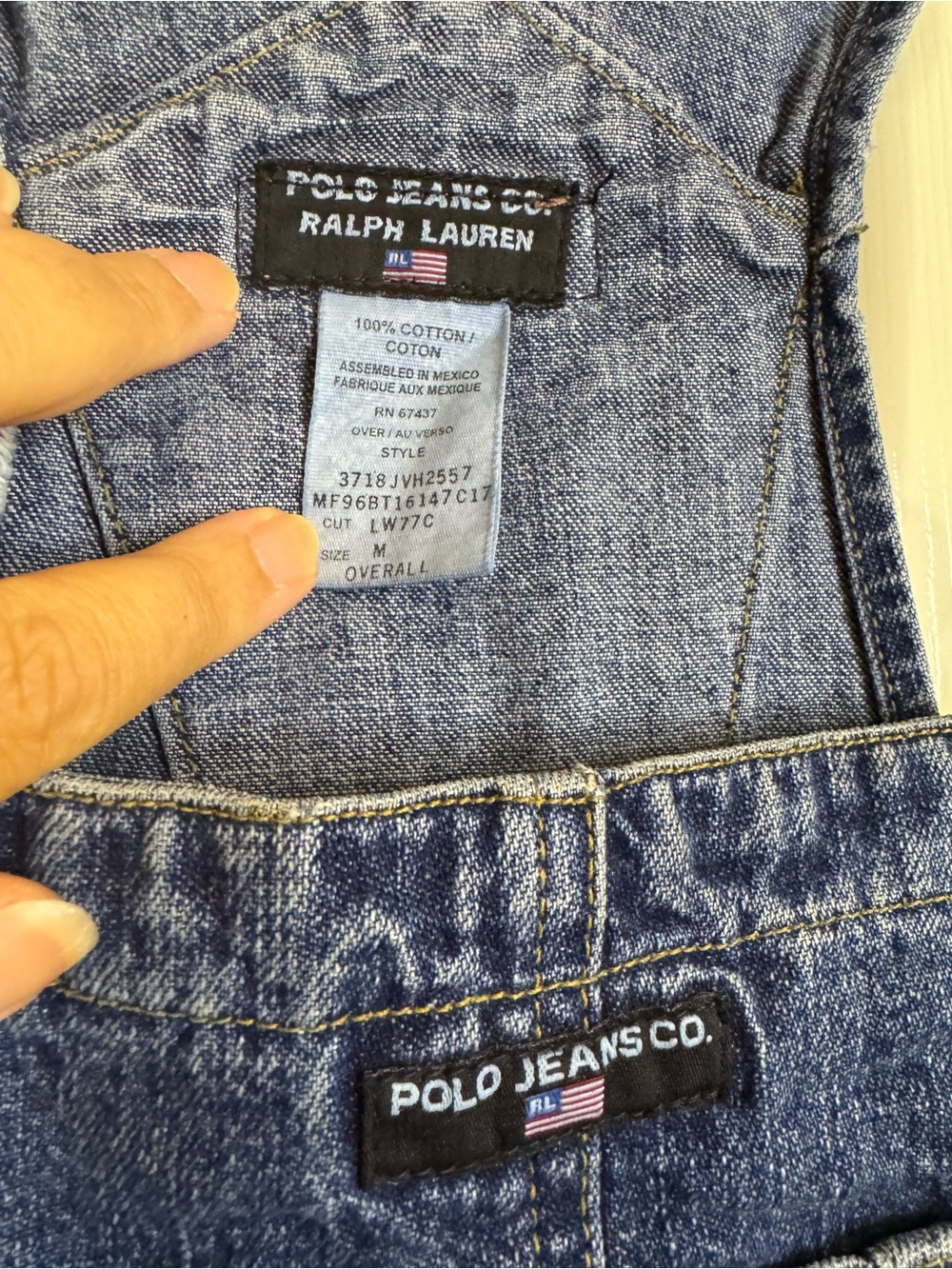 Vintage Polo Jeans Co. Ralph Lauren Denim Men’s Overalls Size Medium Carpenter - Picture 3 of 9